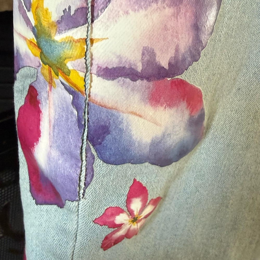 VENUS Light Wash Straight Leg Jeans with Pink & Purple Floral Accents - Picture 4 of 10